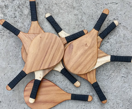 Set de Raquetas de Madera de Encino con 2 Pelotas