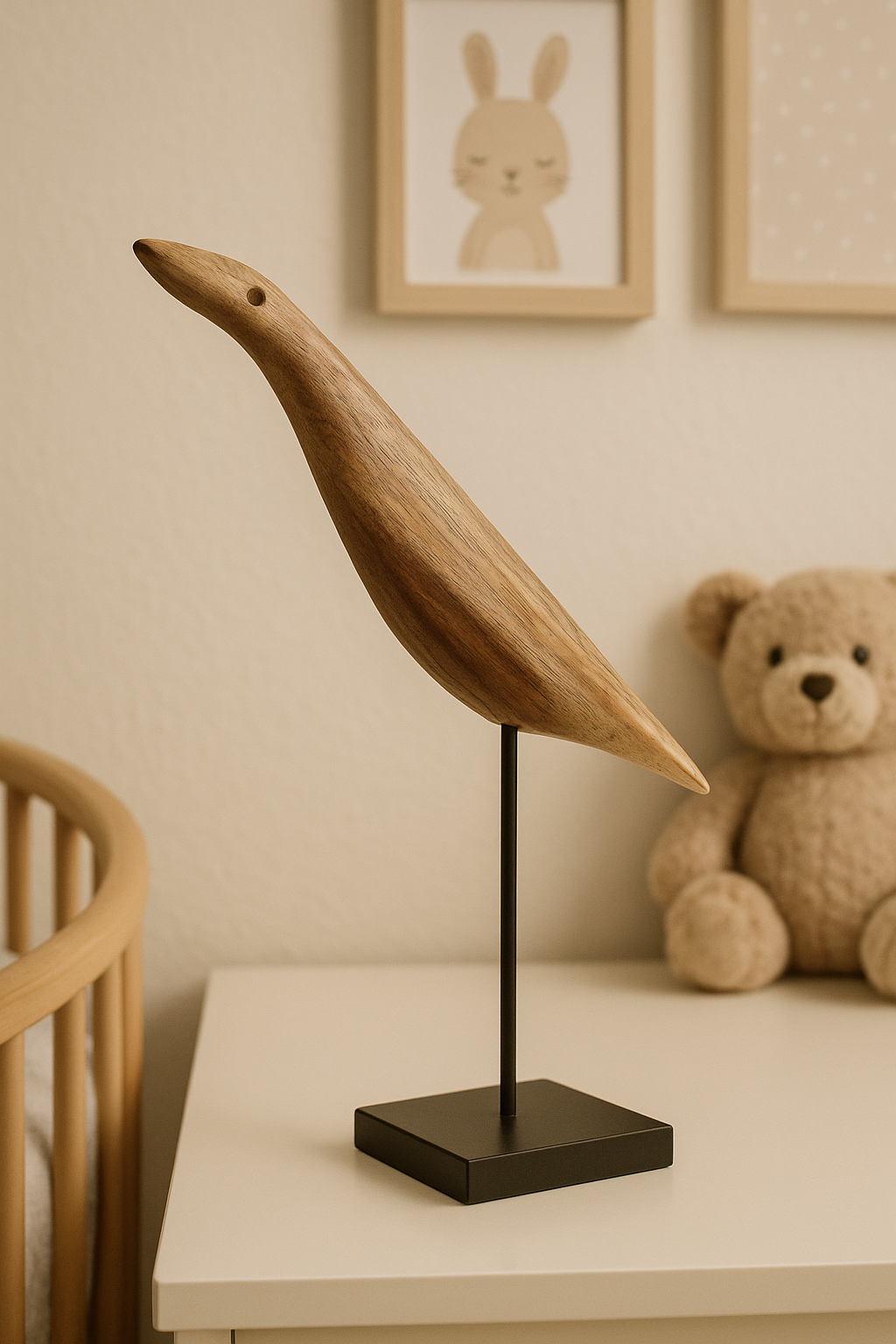 Animalito Escultural en Madera con Base