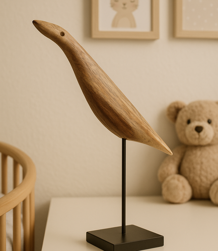 Animalito Escultural en Madera con Base