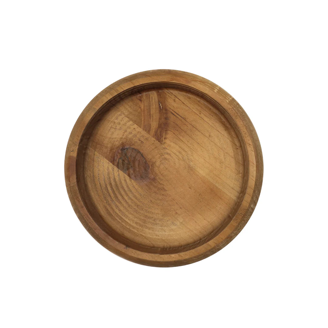 Cuenco Decorativo de Madera con Base de Metal