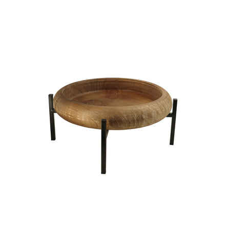 Cuenco Decorativo de Madera con Base de Metal