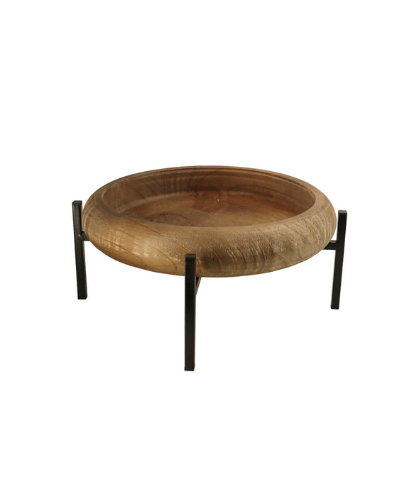 Cuenco Decorativo de Madera con Base de Metal