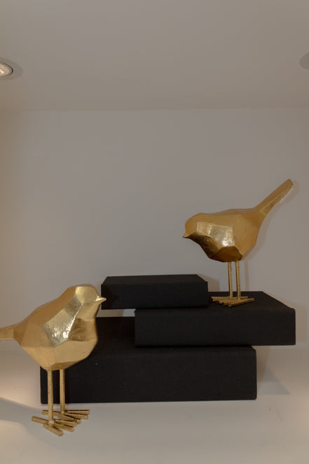 Decoración Pájaro en Polipiedra Dorado