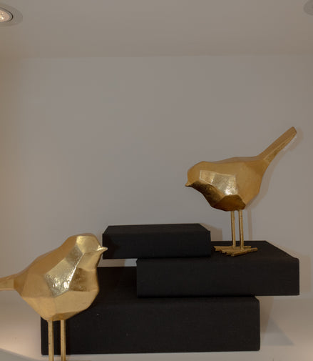 Decoración Pájaro en Polipiedra Dorado