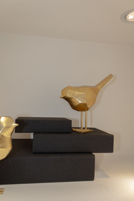 Decoración Pájaro en Polipiedra Dorado