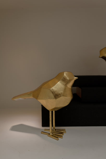 Decoración Pájaro en Polipiedra Dorado