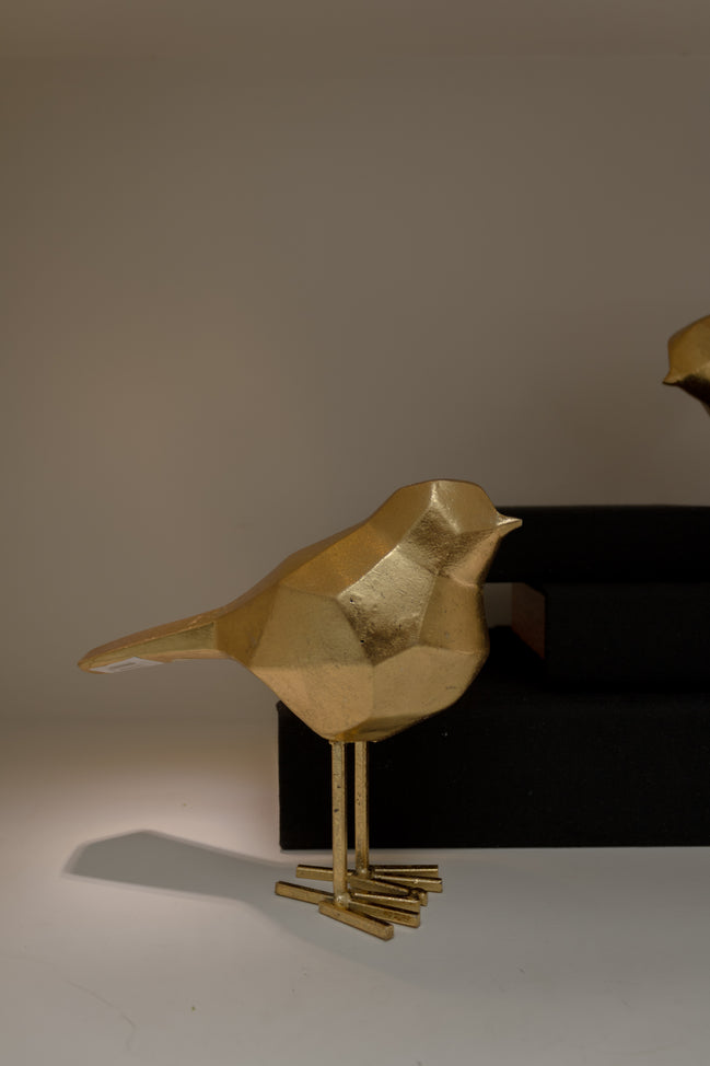 Decoración Pájaro en Polipiedra Dorado