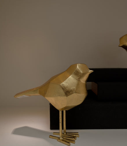Decoración Pájaro en Polipiedra Dorado