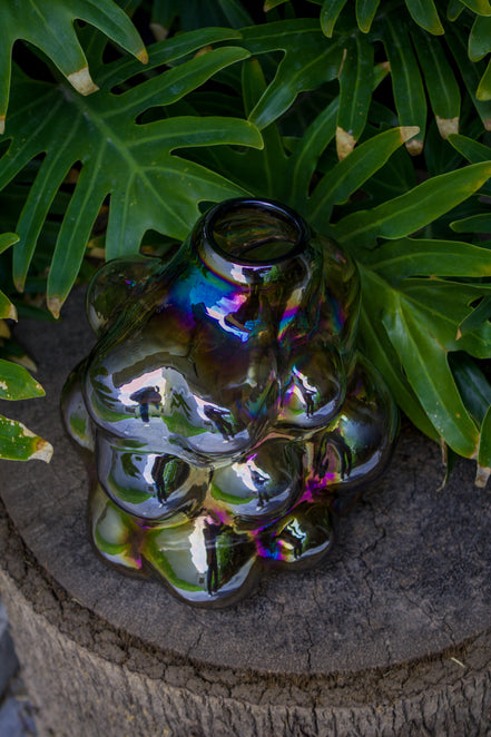 Florero Marrón Estilo Burbujas