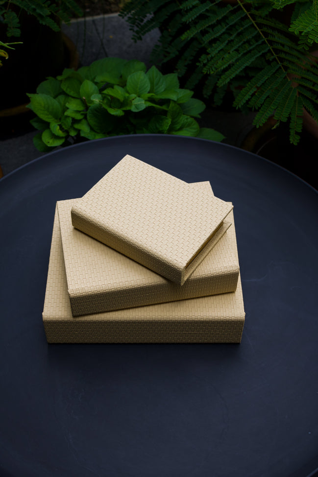 Caja de Libros Imitación Cuero Beige