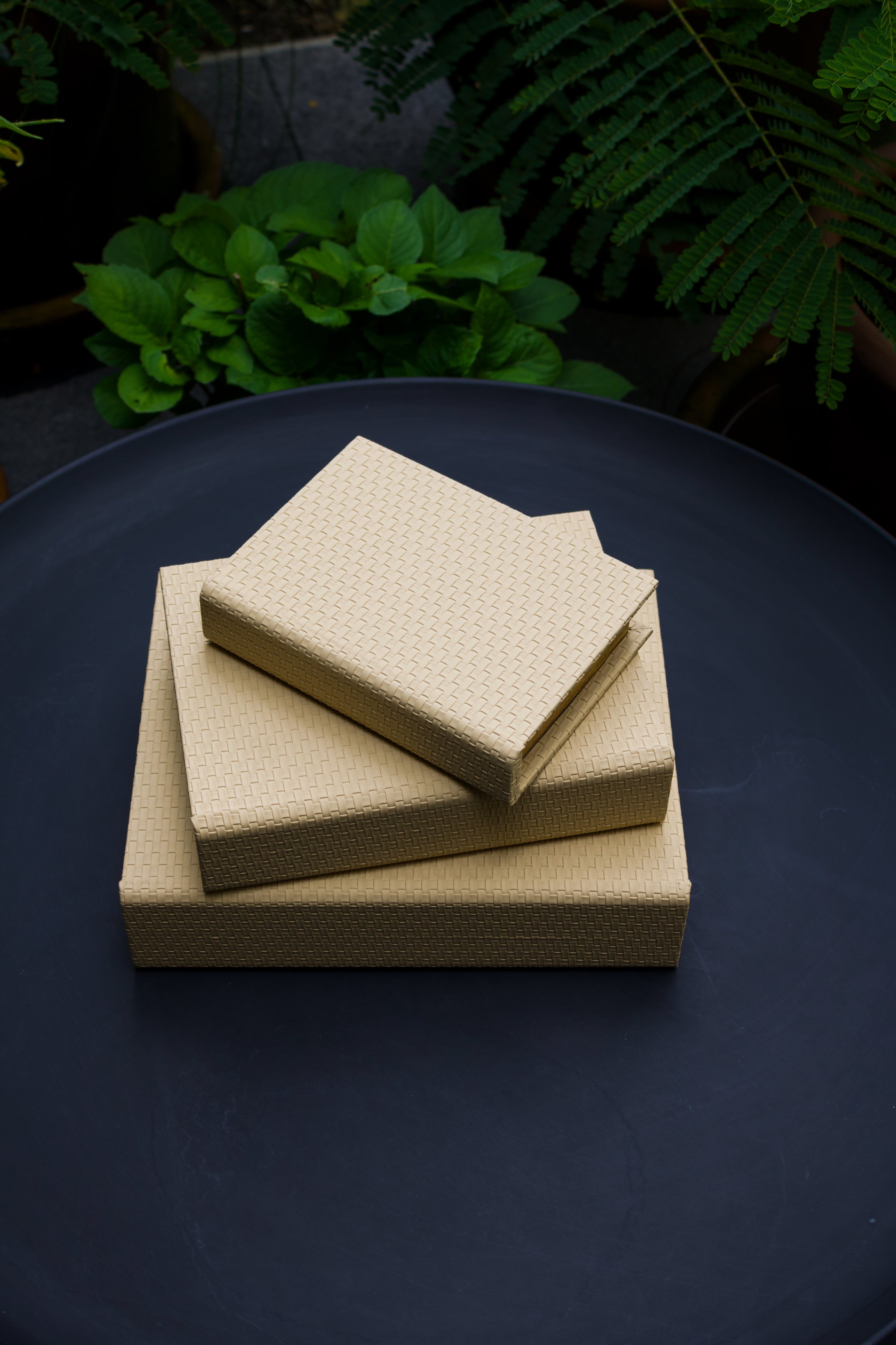 Caja de Libros Imitación Cuero Beige