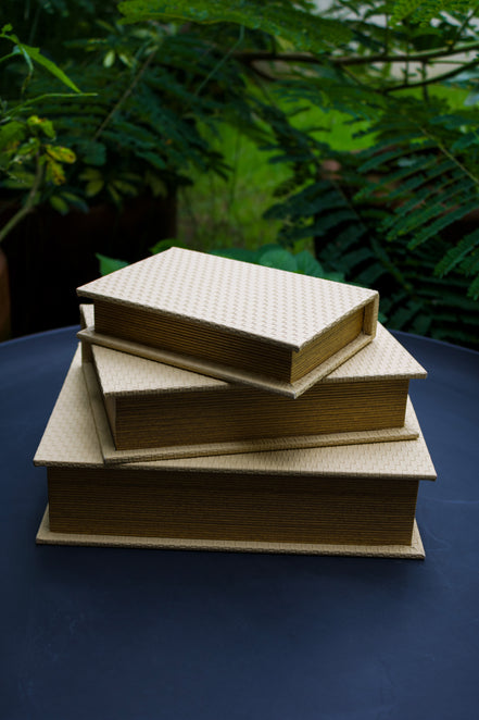 Caja de Libros Imitación Cuero Beige