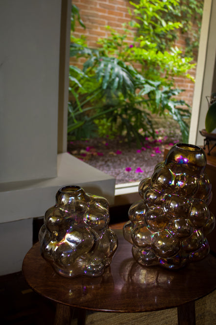 Florero Marrón Estilo Burbujas