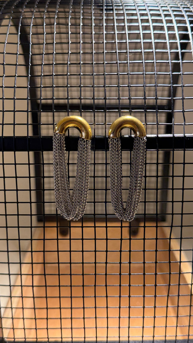 Aretes cadenas bicolor