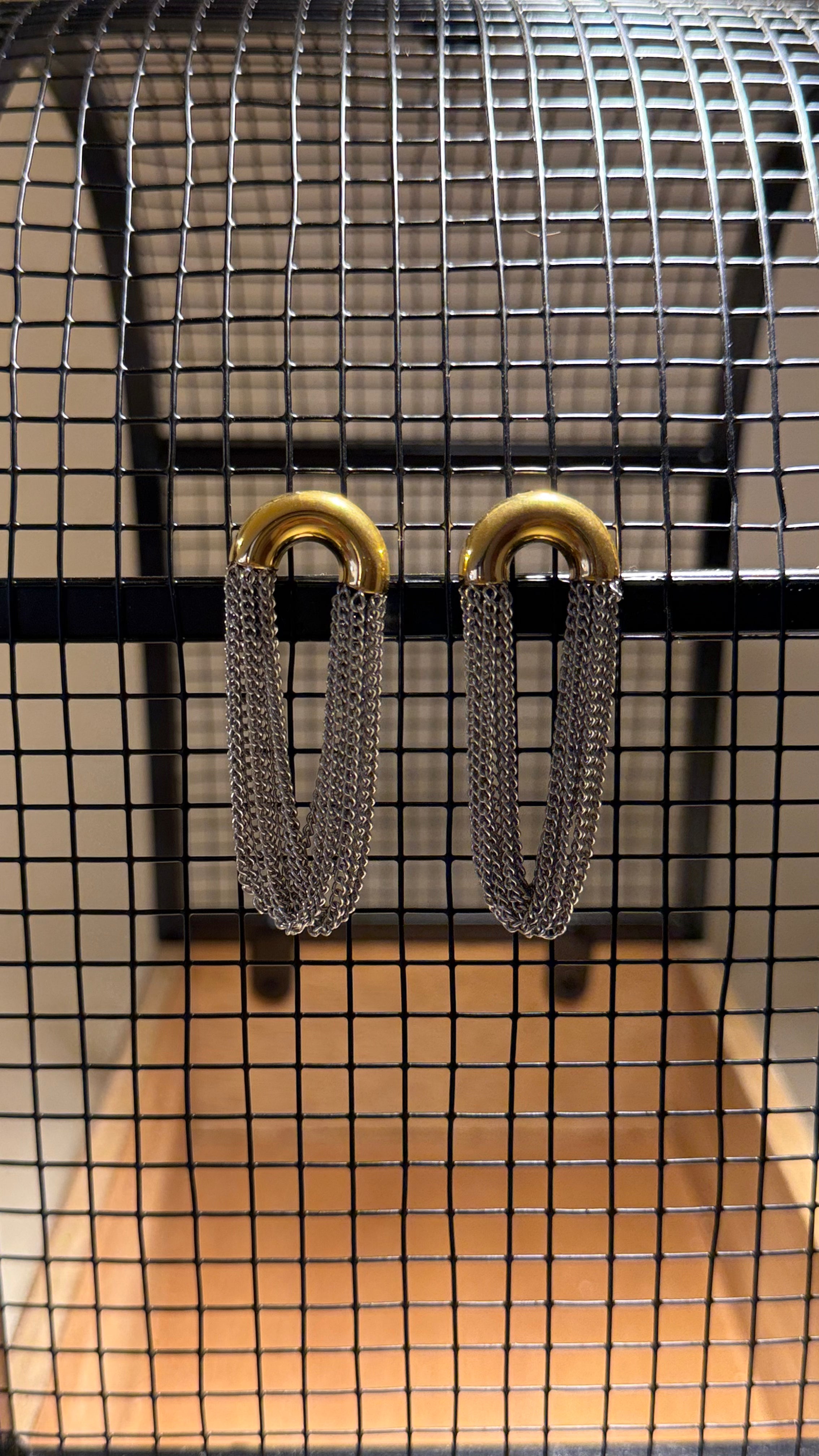 Aretes cadenas bicolor