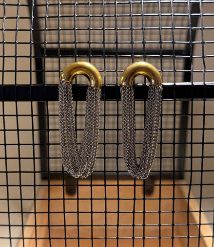Aretes cadenas bicolor