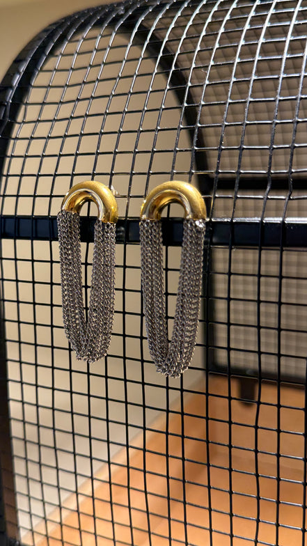 Aretes cadenas bicolor