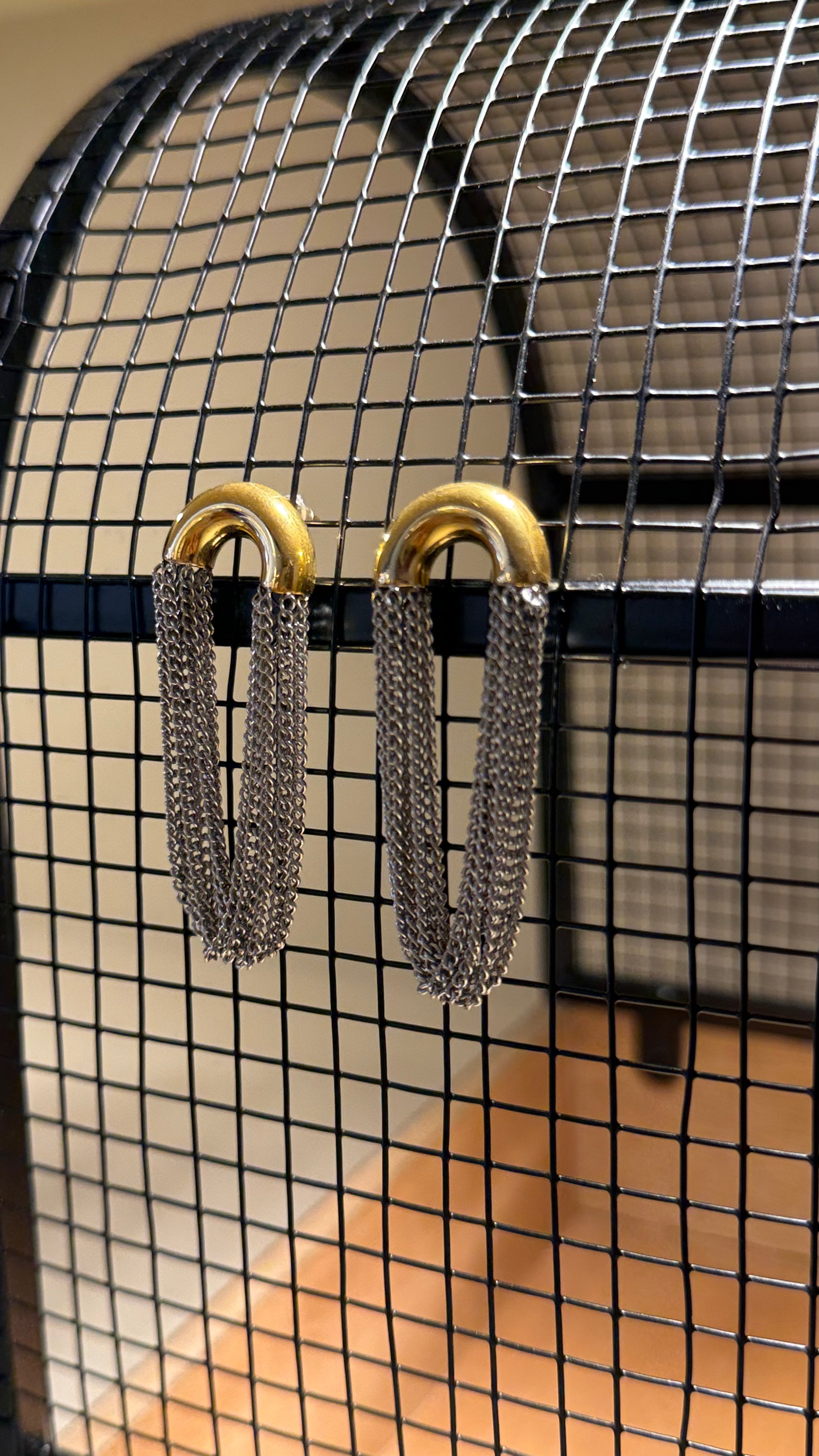 Aretes cadenas bicolor