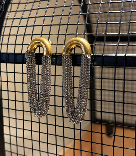 Aretes cadenas bicolor