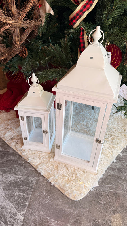 Set Faroles Blancos | 2 Tamaños con Cristal