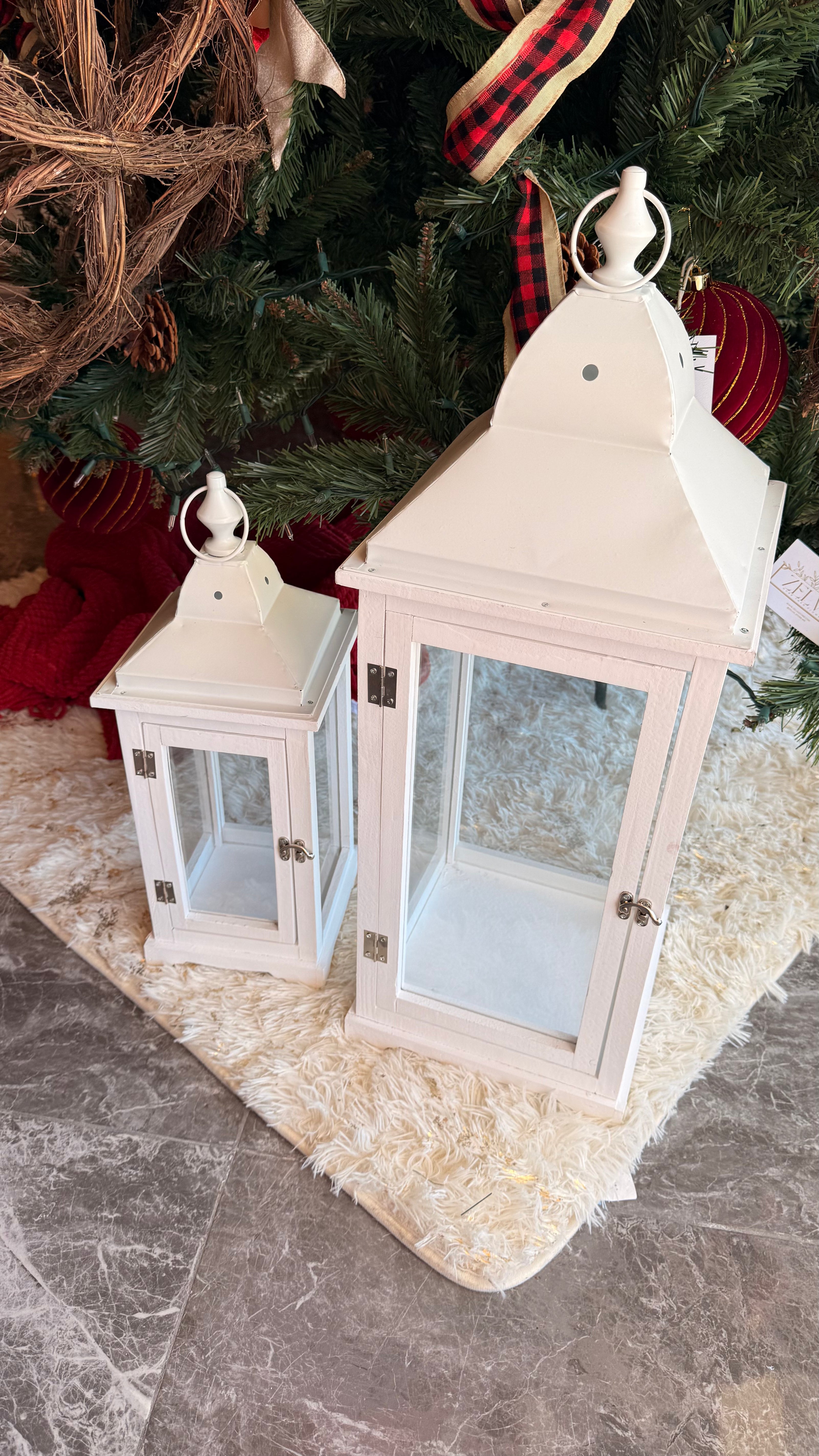 Set Faroles Blancos | 2 Tamaños con Cristal