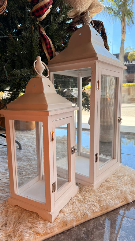 Set Faroles Blancos | 2 Tamaños con Cristal