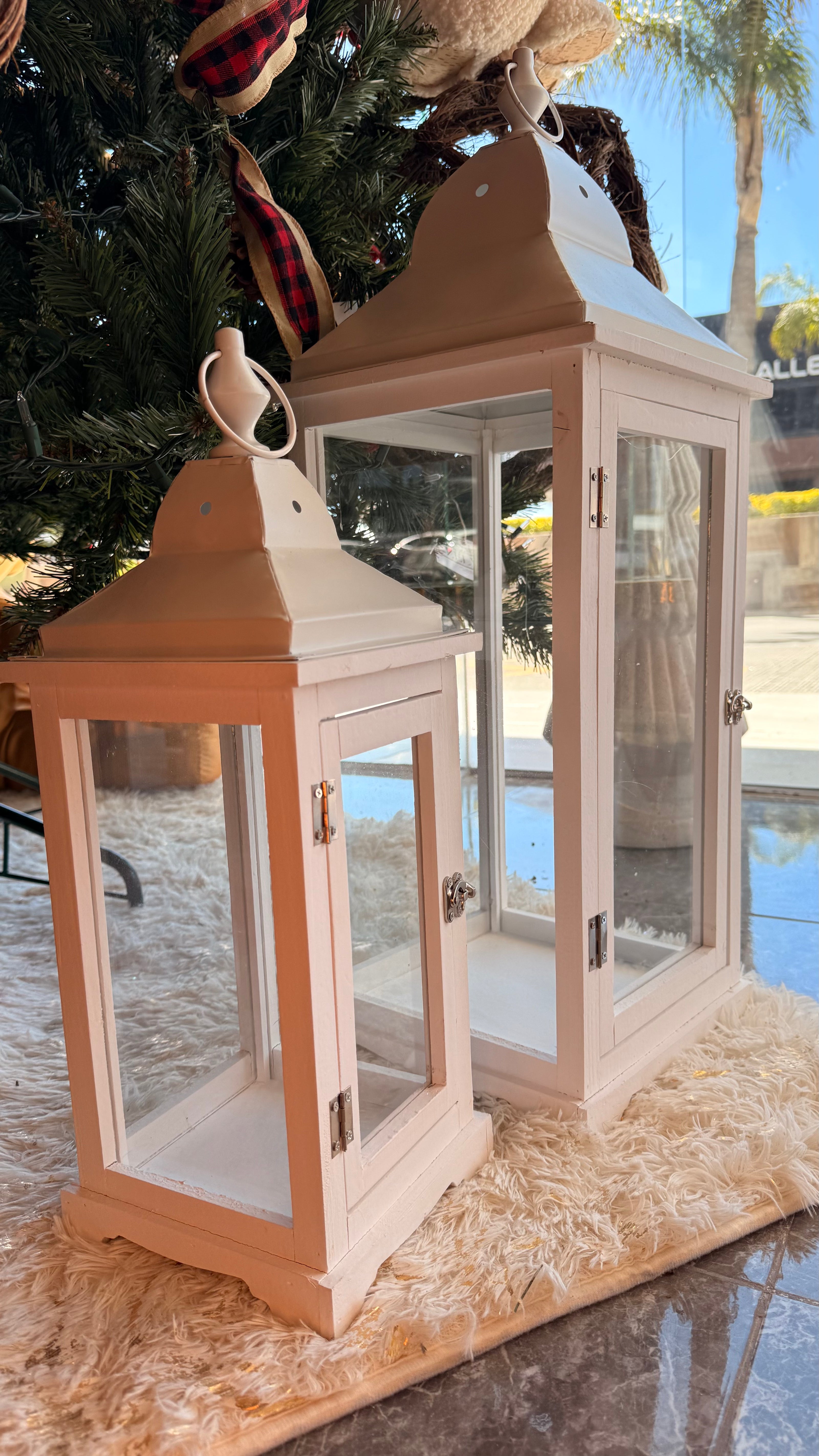 Set Faroles Blancos | 2 Tamaños con Cristal