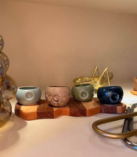 Bases mezcaleras hechas a mano en madera natural