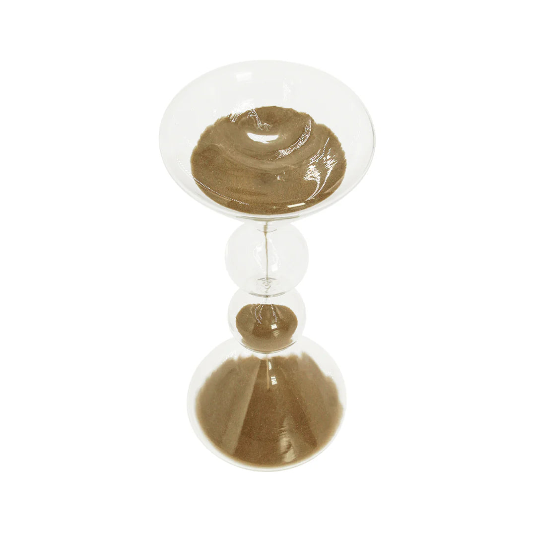 Reloj Decorativo de Vidrio con Arena Dorada
