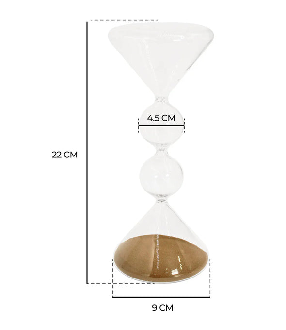 Reloj Decorativo de Vidrio con Arena Dorada